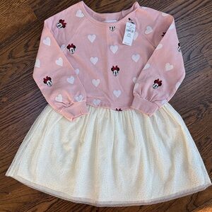 GAP Pink and Cream Heart Minnie Mouse Print Dress